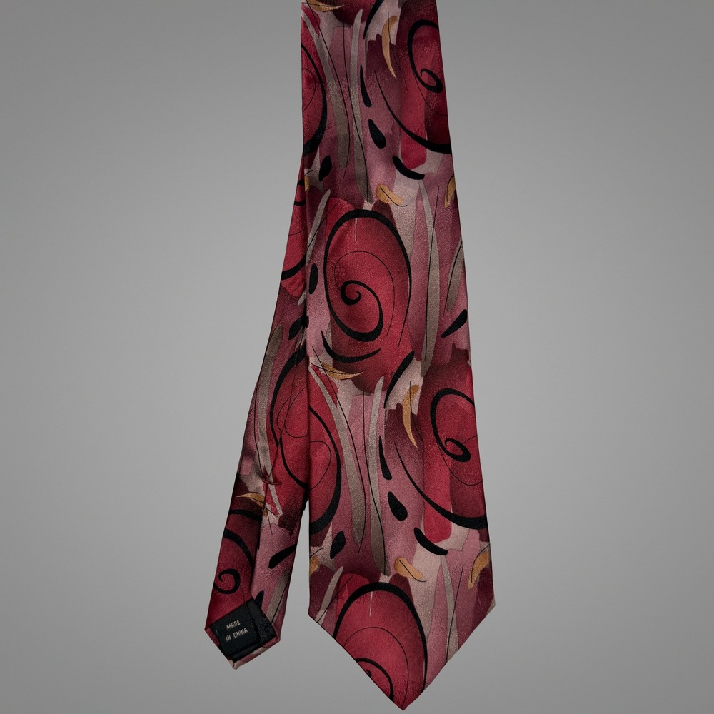 J. Garcia Necktie OS Mens Modern Furniture Collection Fifty Abstract Burgundy